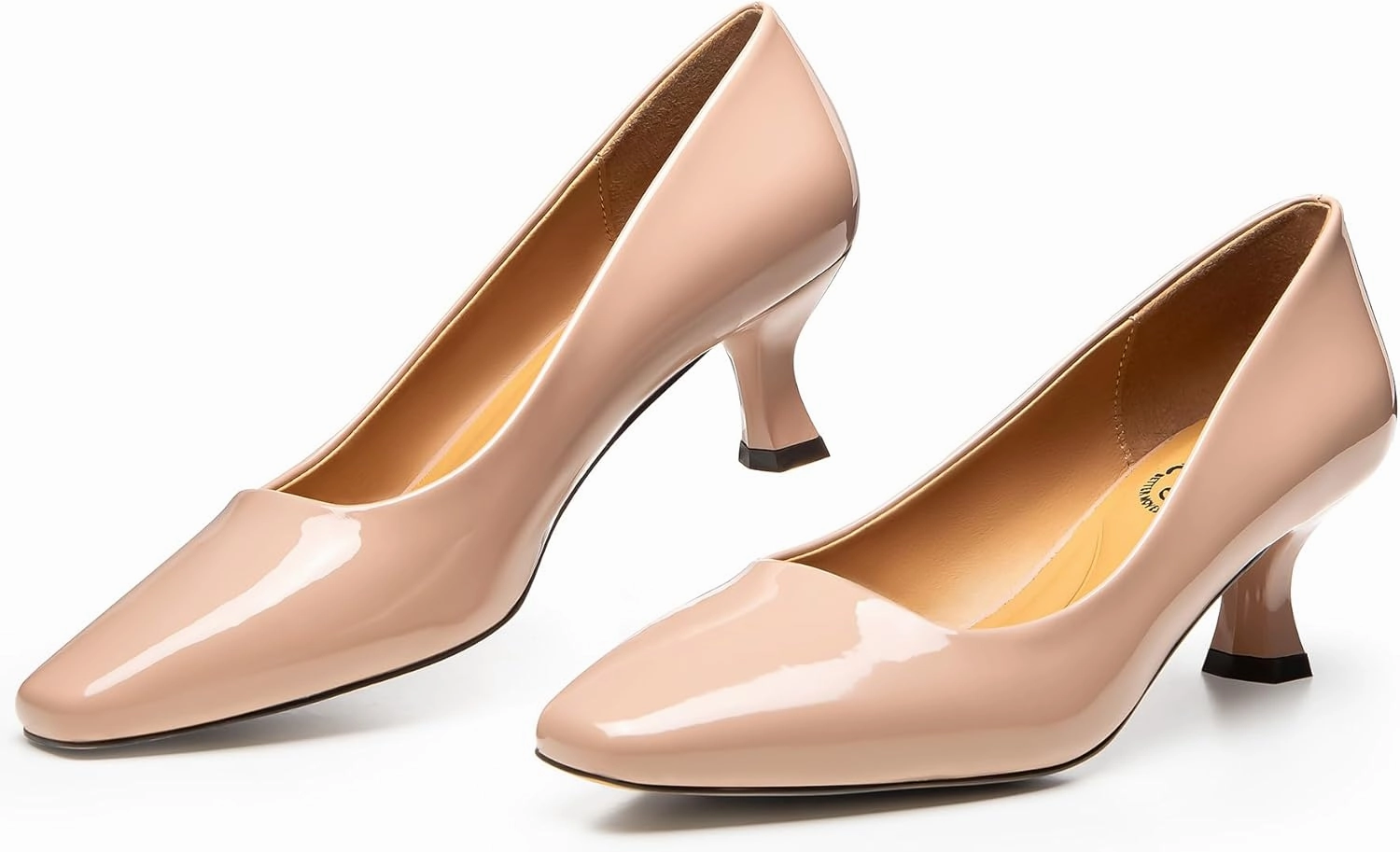 Trary Women's Kitten Heels Dress Pumps Classic Square Toe Shoes Casual Low Heels Closed Toe Pumps for Women Office