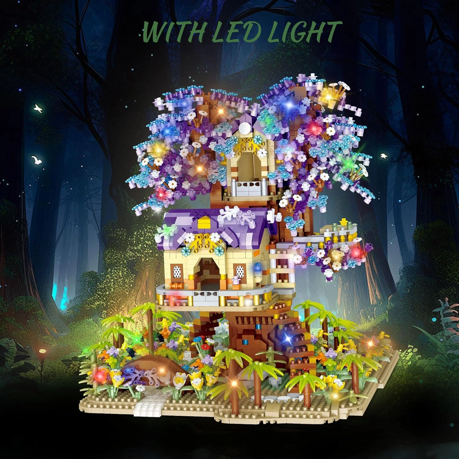 Tree House Building Set,3049 Pcs Friendship TreeHouse Street View Building Kit,STEM Creative Forest House Micro Blocks Toys,Forest Style Model Kit,Christmas Birthday Gifts for Adults,Girls 8-14 