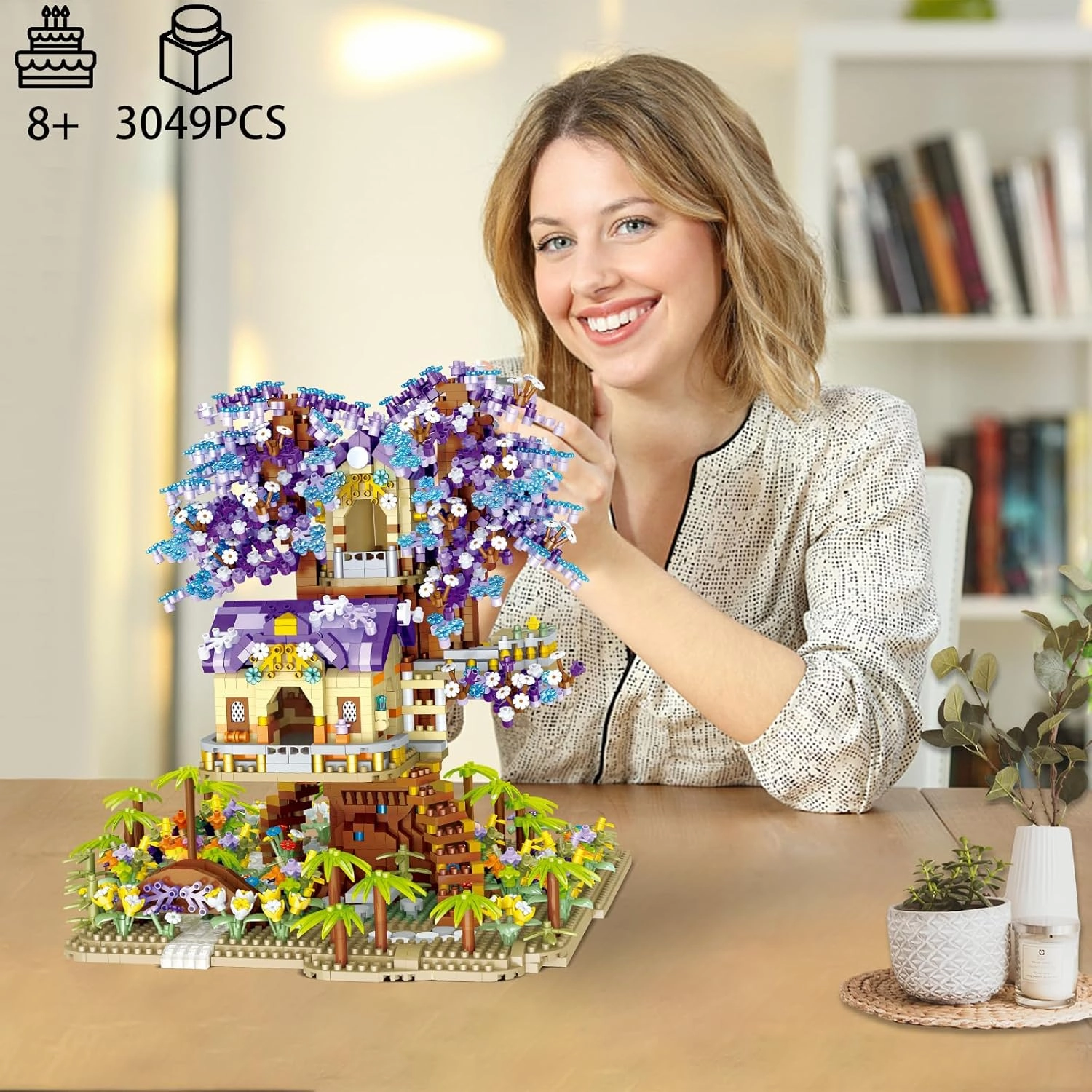 Tree House Building Set,3049 Pcs Friendship TreeHouse Street View Building Kit,STEM Creative Forest House Micro Blocks Toys,Forest Style Model Kit,Christmas Birthday Gifts for Adults,Girls 8-14 