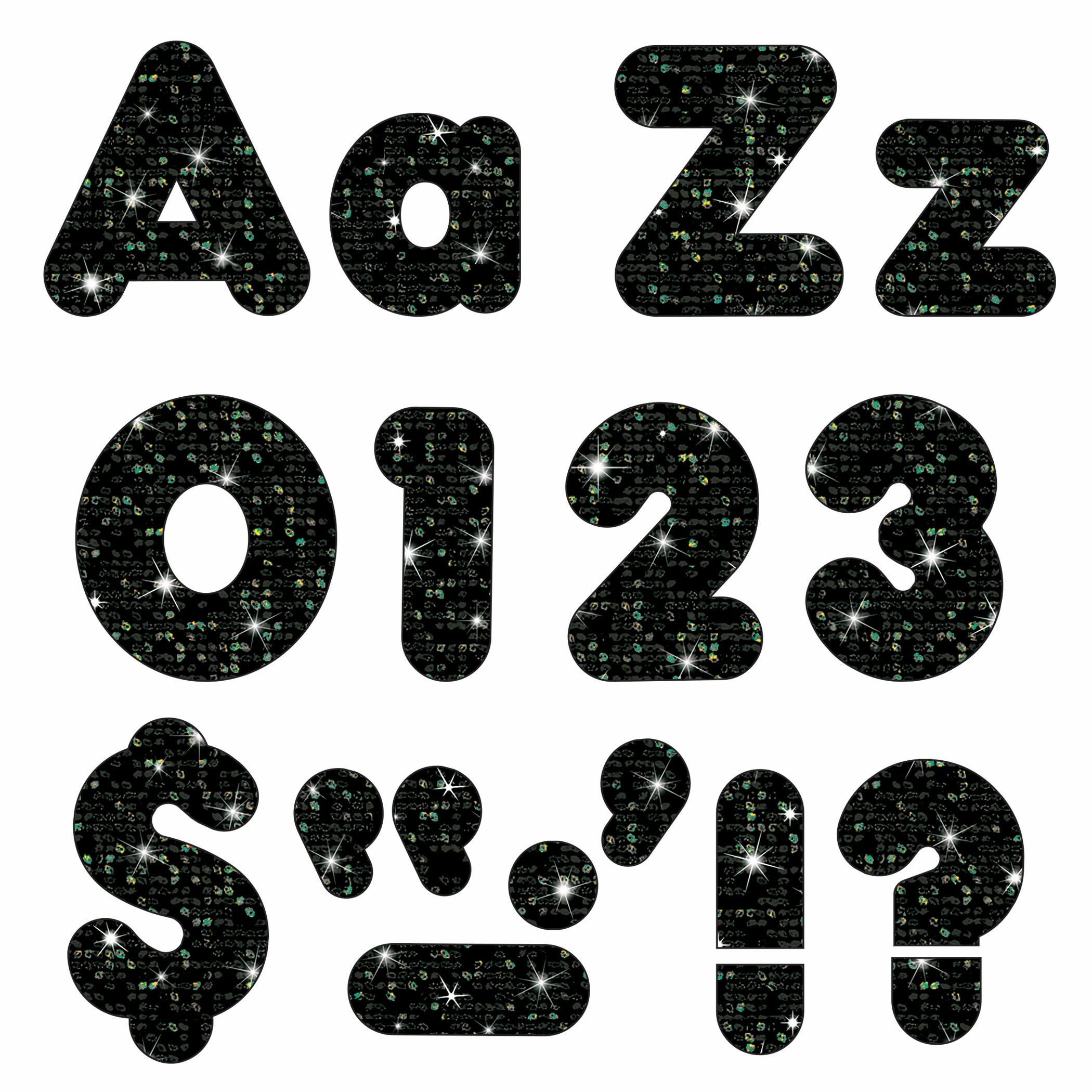 Trend Enterprises Black Sparkle 4" Casual Uppercase/Lowercase Combo Pack Ready Letters®