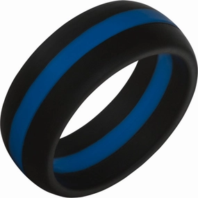 TruBand Silicone Black Ring with Blue Center