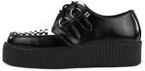 T.U.K. Black/White Leather Viva Mondo Creepers Shoes for Women and Men, Lace Up Platform Shoes | US Women 8 / Men 6