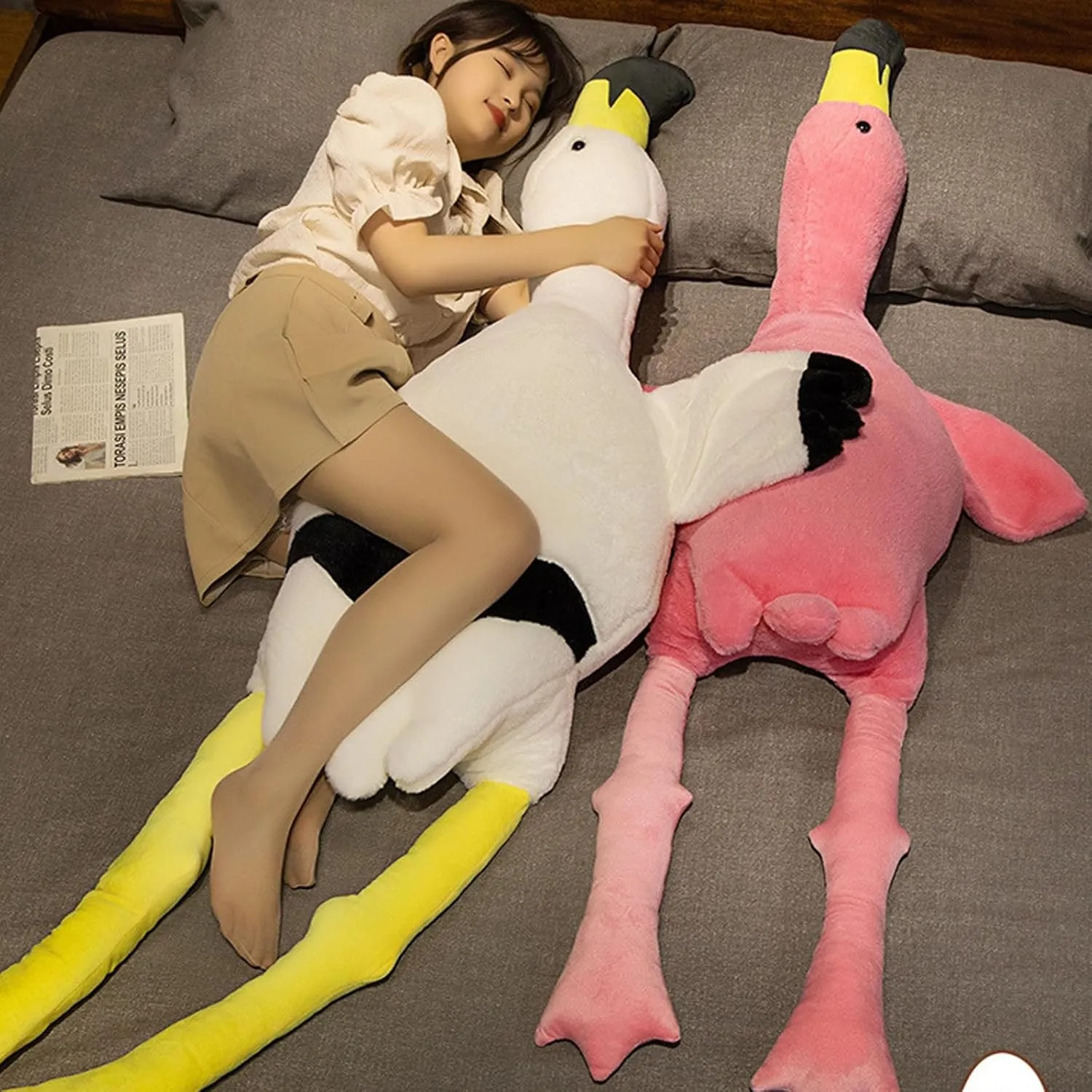 TZMAPU Giant Pink Flamingo Plush Pillow & Soft Doll - 63" Gift for Kids & Adults（Pink 63inch）