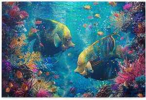 Underwater World Ornamental Fish 1000 piece Wooden puzzle,Exquisite Underwater World Ornamental Fish Wood Puzzle,1000 Piece Jigsaw Puzzle for Adults Challenging Puzzle Perfect for Game Nights