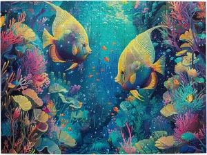Underwater World Ornamental Fish 500 Piece Wood Puzzle for Adults,Challenging Brain Exercise,Artwork for Adults,500 Piece Jigsaw Puzzle for Adults Challenging Puzzle Perfect for Game Nights