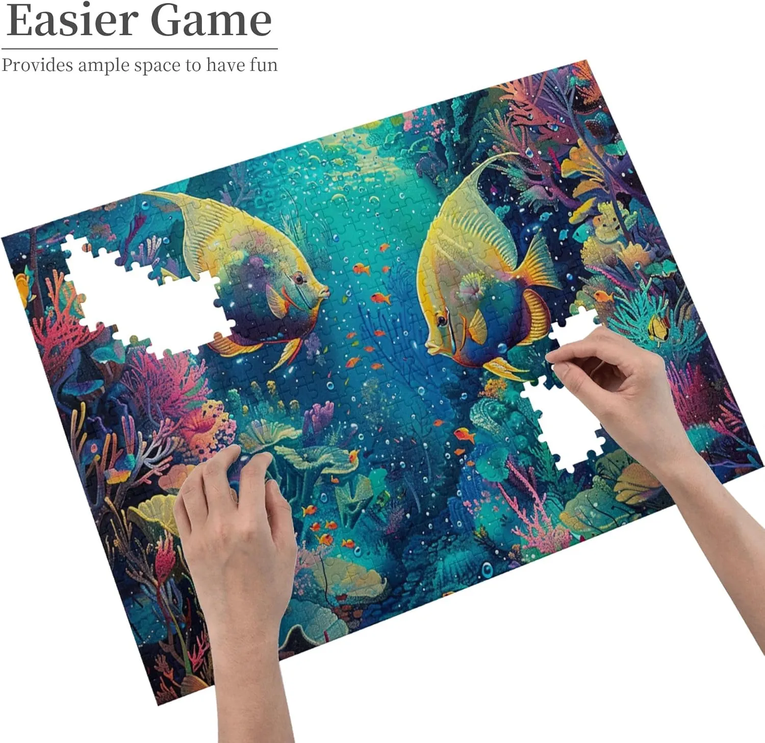 Underwater World Ornamental Fish 500 Piece Wood Puzzle for Adults,Challenging Brain Exercise,Artwork for Adults,500 Piece Jigsaw Puzzle for Adults Challenging Puzzle Perfect for Game Nights