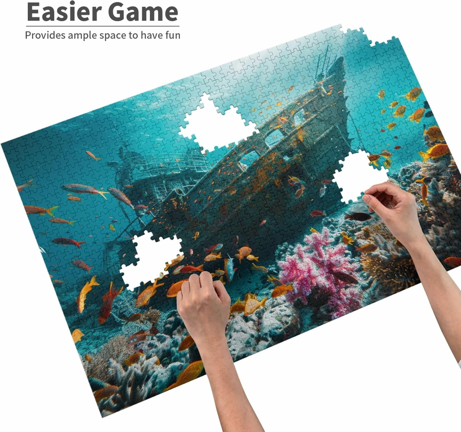 Underwater shipwrecks and Fish Puzzles for Adults 1000 Pieces,Funny shipwrecks and Fish 1000 Piece Wooden Puzzle,Adults Challenging Puzzle Perfect for Game Nights,Gift for Puzzle Enthusiast