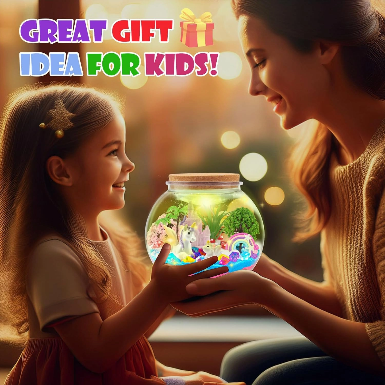 Unicorn Light-Up Terrarium Crafts Kit for Kids, LED Night Light Up & Remote Birthday Gifts Toys for Ages 6 Year Old- Unicorn Toys for Girls Best Girls DIY Arts and Crafts Kit