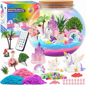 Unicorn Light-Up Terrarium Crafts Kit for Kids, LED Night Light Up & Remote Birthday Gifts Toys for Ages 6 Year Old- Unicorn Toys for Girls Best Girls DIY Arts and Crafts Kit