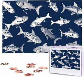 Various Sea Fish Pattern Wooden Puzzles for Adults 1000 Pieces Personalized Jigsaw Puzzle Interesting Custom Photo Puzzles Gift for Holiday Birthday Wedding Anniversay