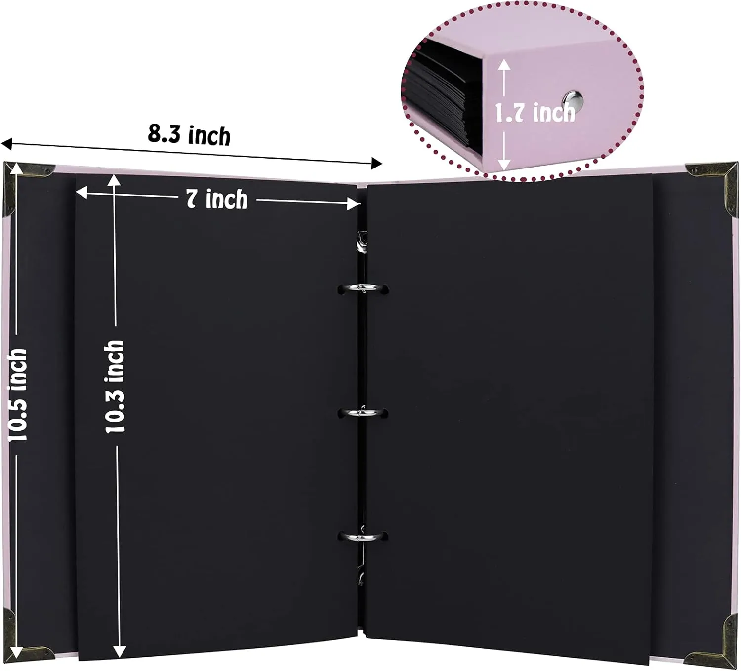 Vienrose DIY Scrapbook Photo Album Kit with Pens Tapes and Stickers 60 Pages Hardcover 8.5x11 Inches 3 Rings Removable Black Paper Scrapbooking for Lover Friends Kids Wedding Pink