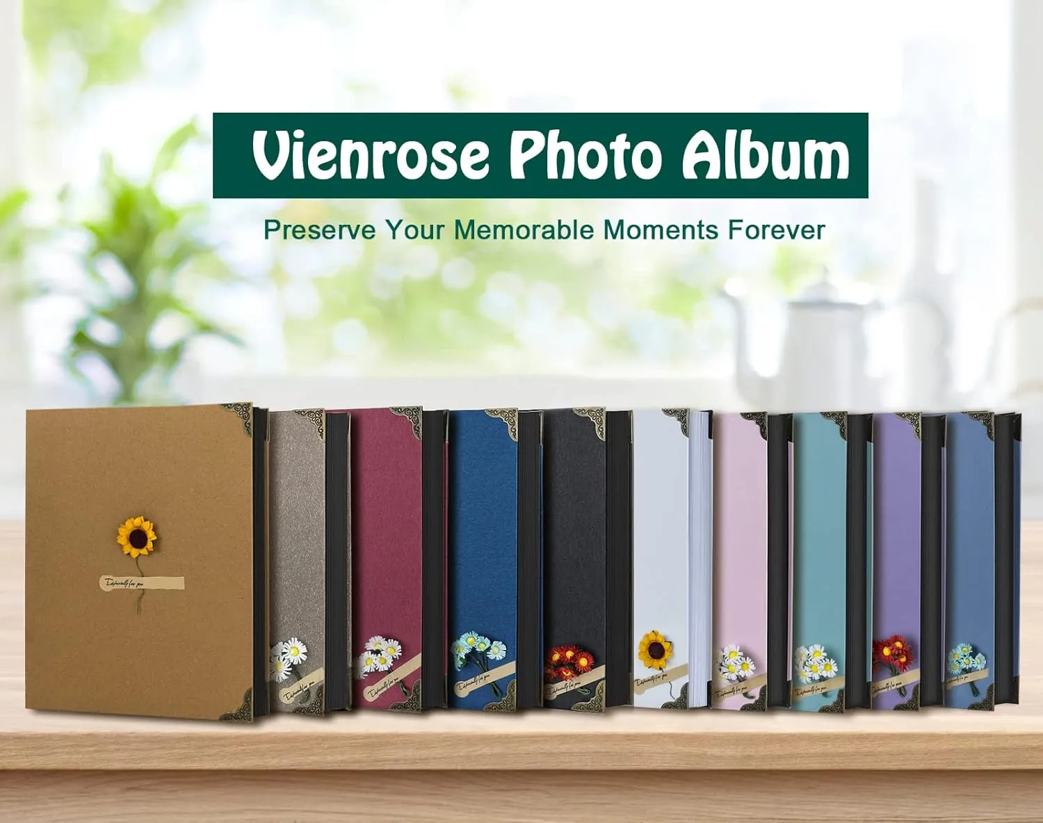 Vienrose DIY Scrapbook Photo Album Kit with Pens Tapes and Stickers 60 Pages Hardcover 8.5x11 Inches 3 Rings Removable Black Paper Scrapbooking for Lover Friends Kids Wedding Pink