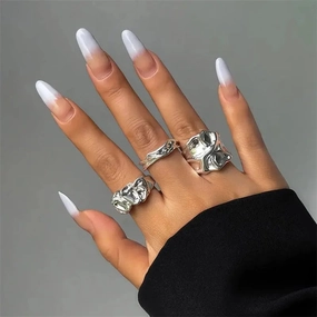 Vintage Liquid Metal Open Ring Set – 3-Piece Y2K Punk Jewelry