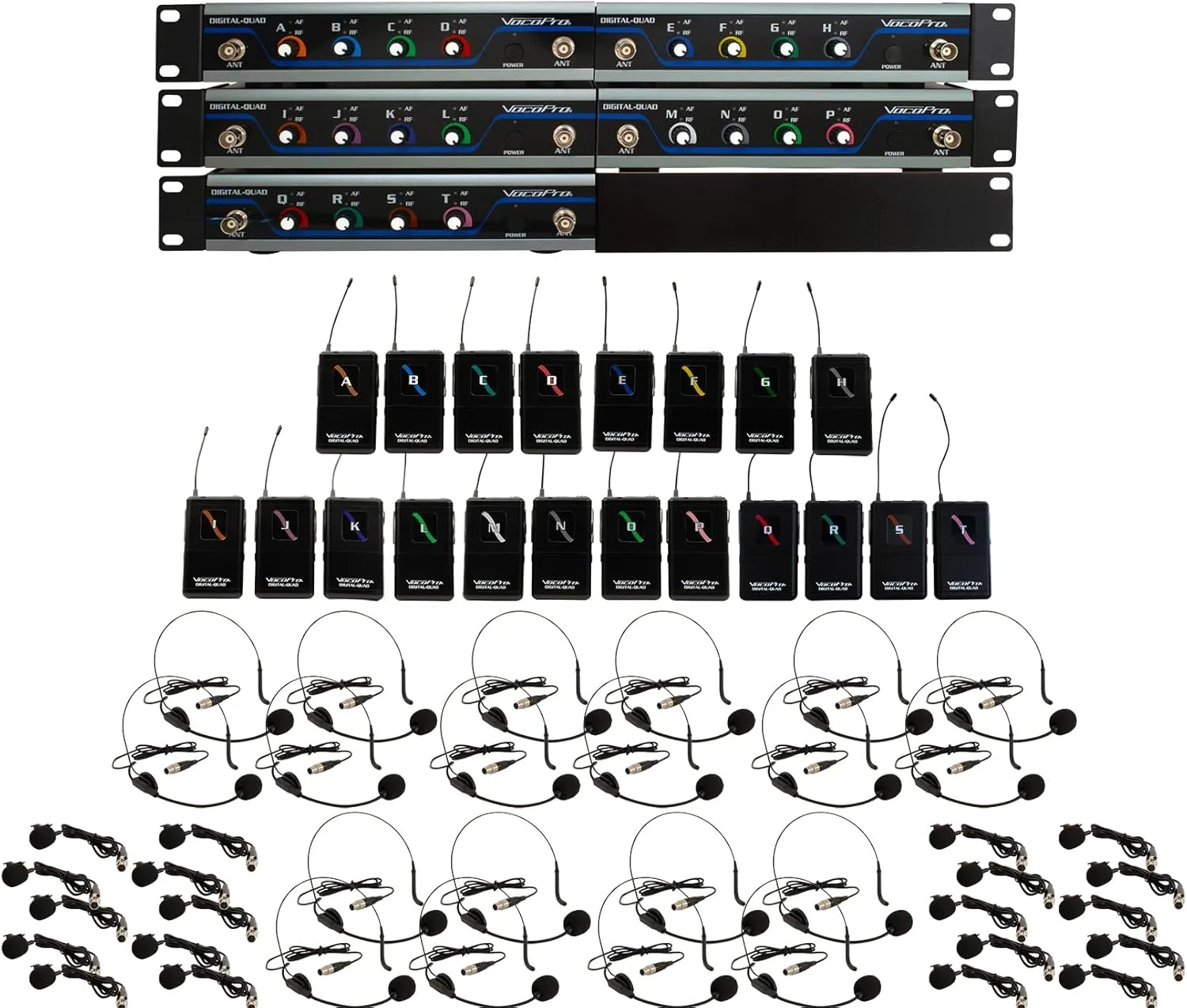 VocoPro 20 Channel UHF Wireless Headset/Lapel Microphone System