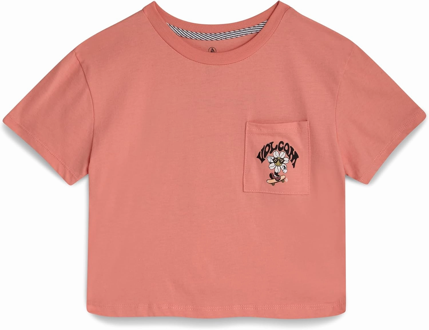Volcom Girls Crop Top - Short Sleeve Graphic Tees with Pocket, Casual Crewneck Pullover Summer Tops for Girls (Sizes: 7-16)