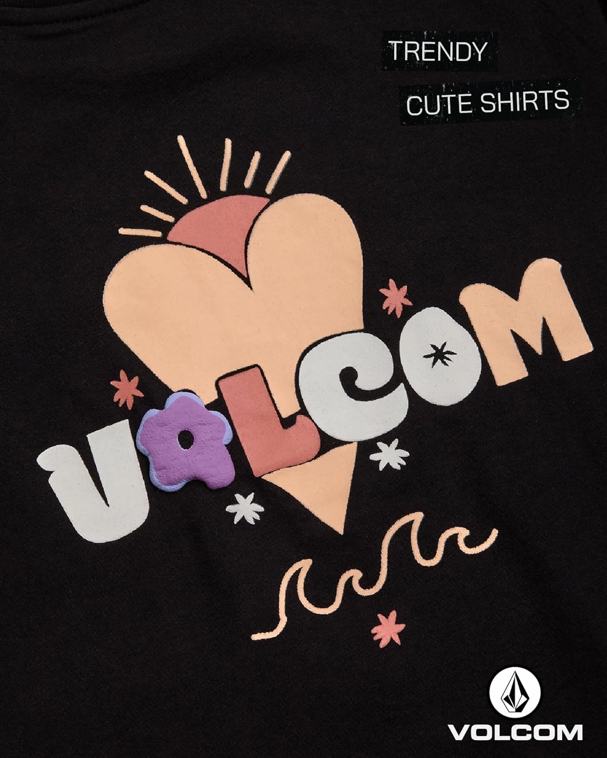 Volcom Girls Crop Top - Short Sleeve Graphic Tees with Pocket, Casual Crewneck Pullover Summer Tops for Girls (Sizes: 7-16)
