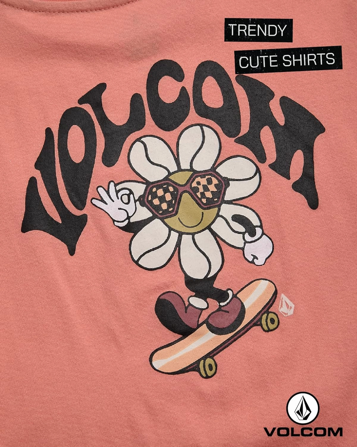Volcom Girls Crop Top - Short Sleeve Graphic Tees with Pocket, Casual Crewneck Pullover Summer Tops for Girls (Sizes: 7-16)