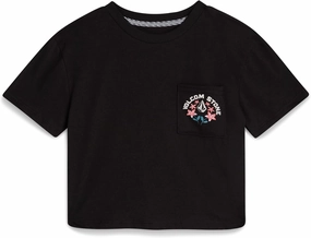 Volcom Girls Crop Top - Short Sleeve Graphic Tees with Pocket, Casual Crewneck Pullover Summer Tops for Girls (Sizes: 7-16)
