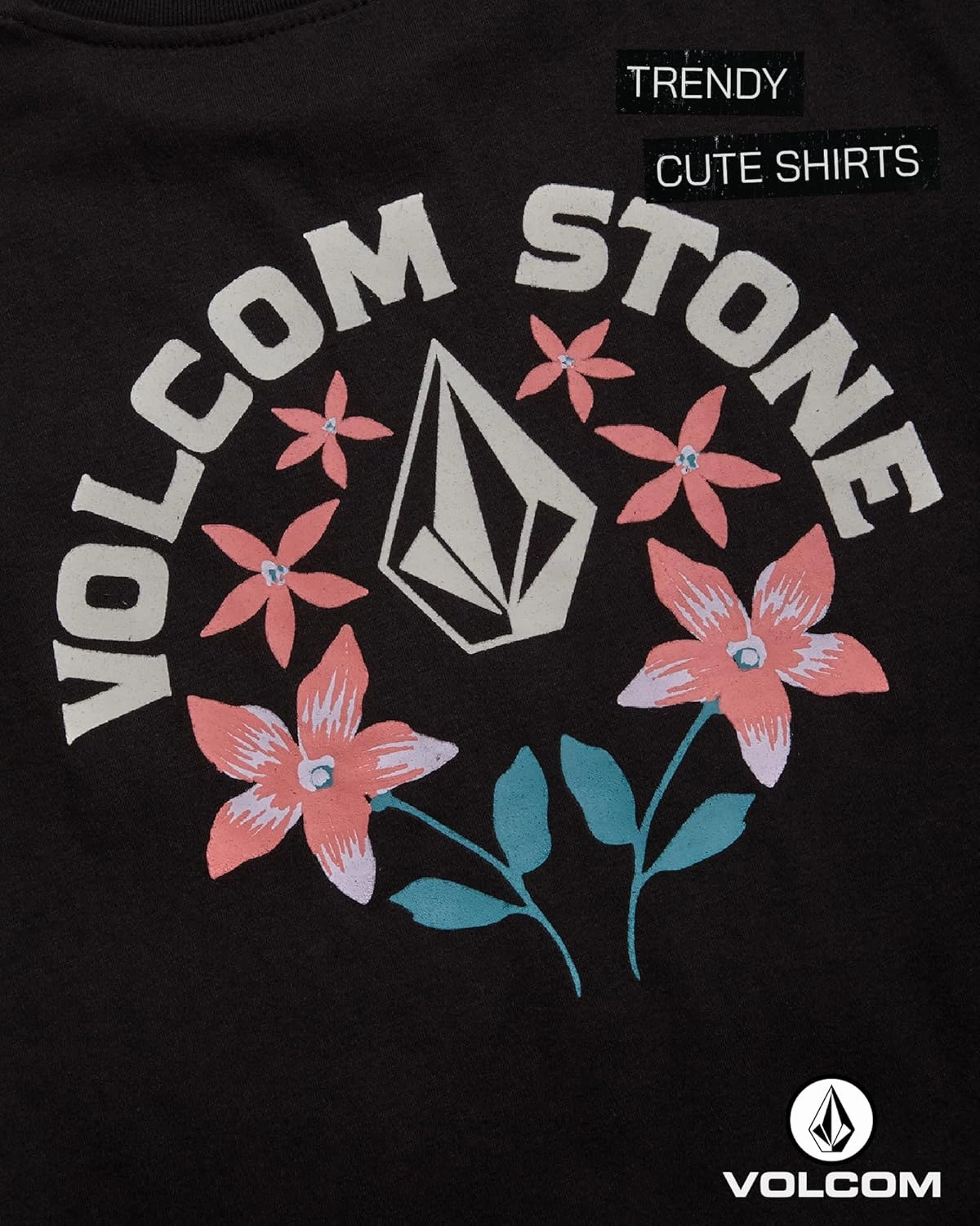 Volcom Girls Crop Top - Short Sleeve Graphic Tees with Pocket, Casual Crewneck Pullover Summer Tops for Girls (Sizes: 7-16)