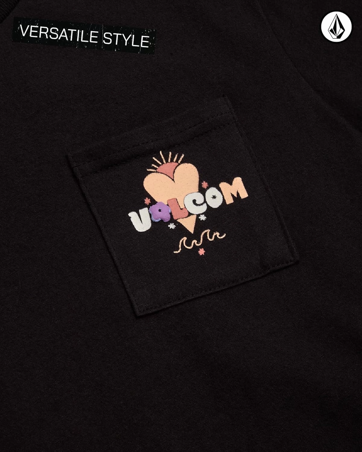 Volcom Girls Crop Top - Short Sleeve Graphic Tees with Pocket, Casual Crewneck Pullover Summer Tops for Girls (Sizes: 7-16)