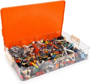WANLIAN Storage Containers with Building Plate Lid, Stack-able Organizer Bin Chest, Brick Toy Storage Organizer with Handle, Bin Storage, Storage (Does not Include Bricks)