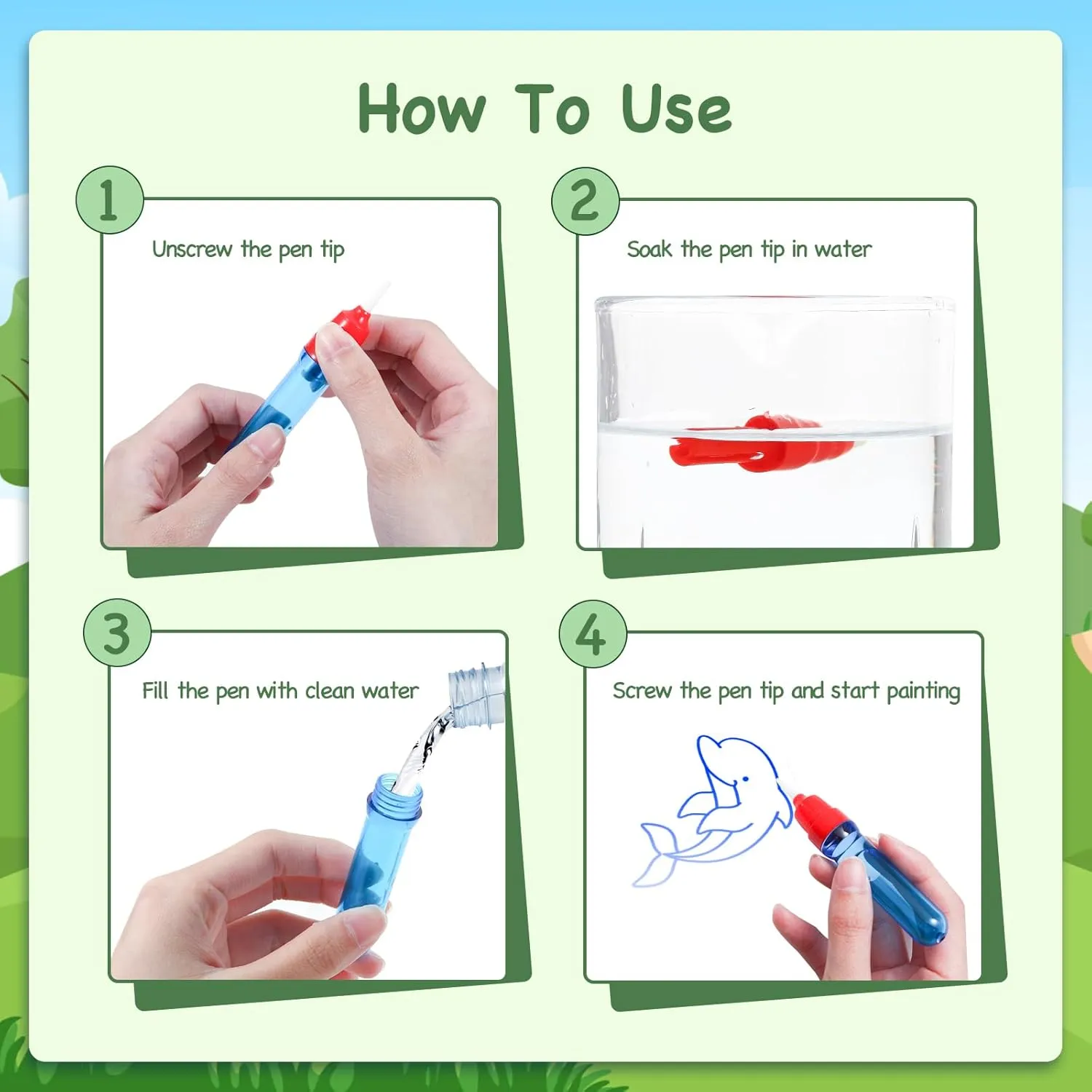 Water Doodle Mat for Toddlers 1-3 Drawing Board Water Toys for Toddlers Kids Toys Gifts for Boys 3 4 5 6 7 8 Years Old Animal Style
