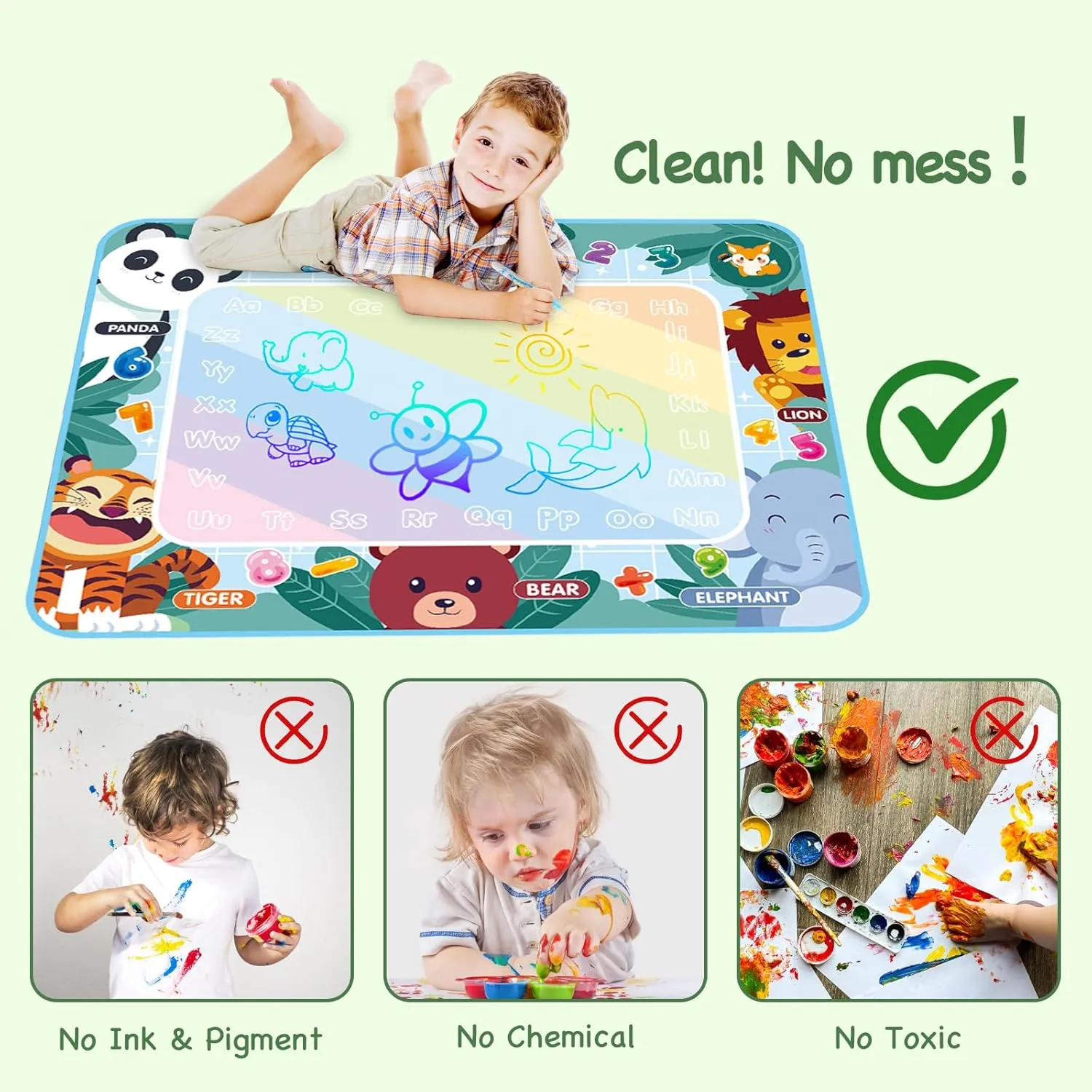 Water Doodle Mat for Toddlers 1-3 Drawing Board Water Toys for Toddlers Kids Toys Gifts for Boys 3 4 5 6 7 8 Years Old Animal Style