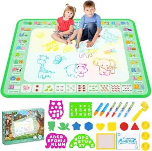 Water Doodle Mat,Reusable Painting Writing Doodle Board Toy,Mess Free Coloring Doodle Drawing Mat Educational Toys,Birthday Christmas Gifts for 3 4 5 6 7 8 Years Old Kids