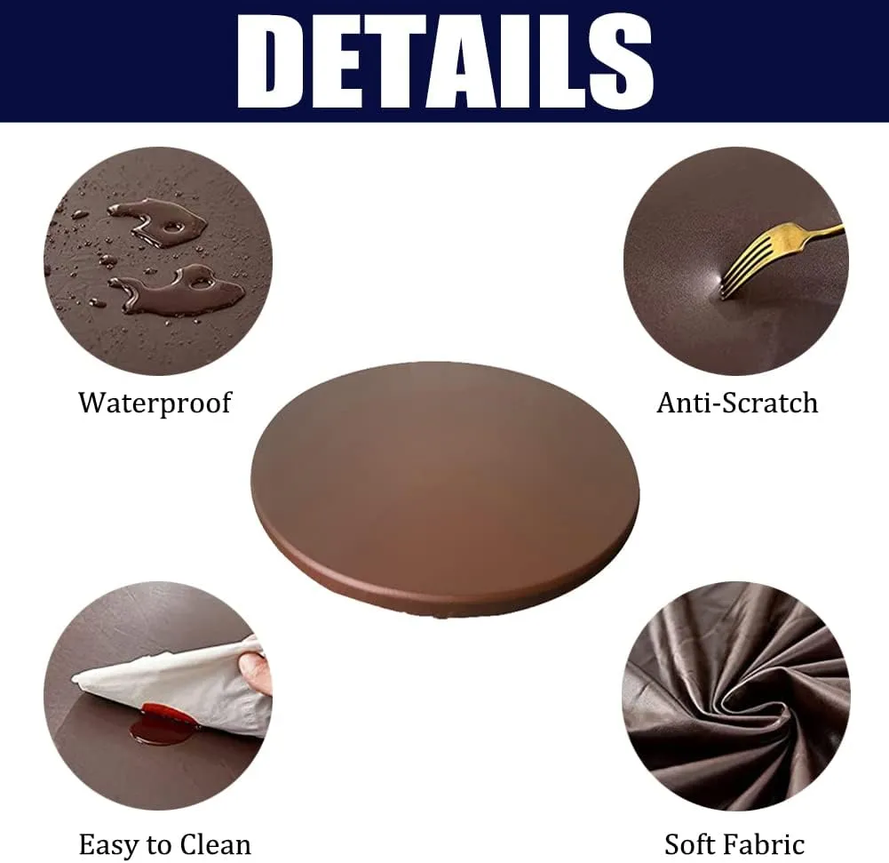 Waterproof PU Leather Tablecloth Elastic Edged Tablecloth Wipeable Table Cloth Table Cover