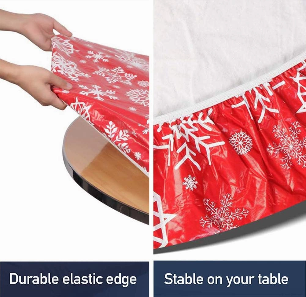 Waterproof Tablecloth Elastic Edged Tablecloth Wipeable Table Cloth Table Cover for Outdoor, Patio, Kitchen and Dining Room 31" Inch Round Tight Fit Champagne