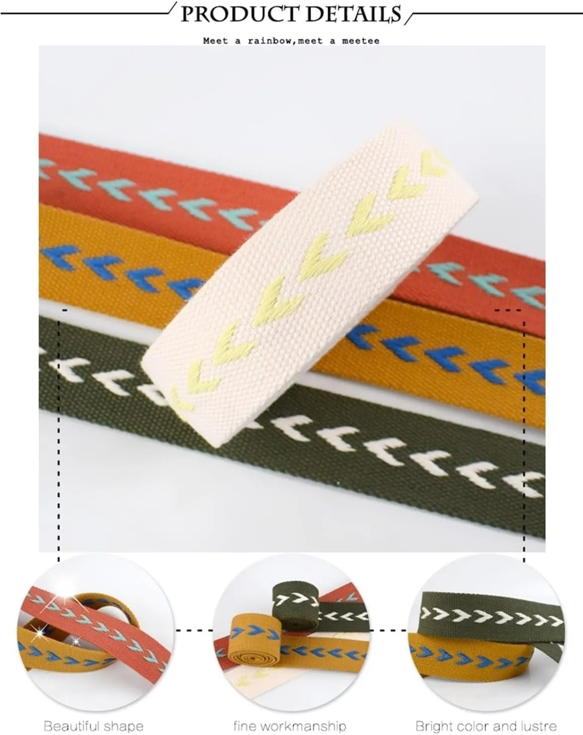 Webbing 4Meters 38mm Polyester Cotton Jacquard Webbings Tapes Backpack Bag Strap Belt Ribbons DIY Garment Sewing Tape Bias Binding(03)