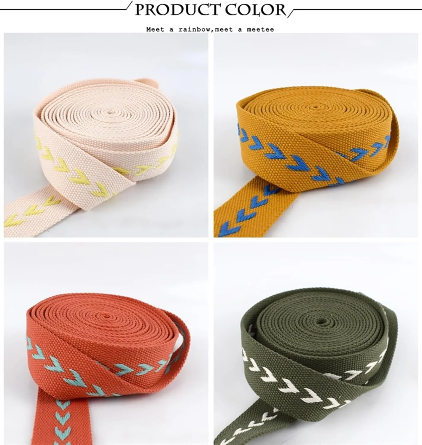 Webbing 4Meters 38mm Polyester Cotton Jacquard Webbings Tapes Backpack Bag Strap Belt Ribbons DIY Garment Sewing Tape Bias Binding(03)