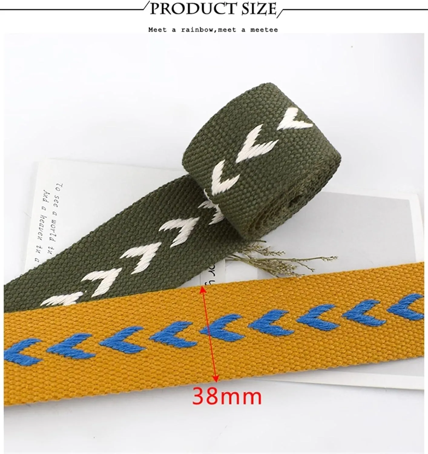 Webbing 4Meters 38mm Polyester Cotton Jacquard Webbings Tapes Backpack Bag Strap Belt Ribbons DIY Garment Sewing Tape Bias Binding(03)