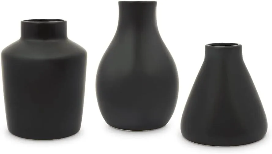 Weddingstar 3-Piece Clay Table Vase Set - Black