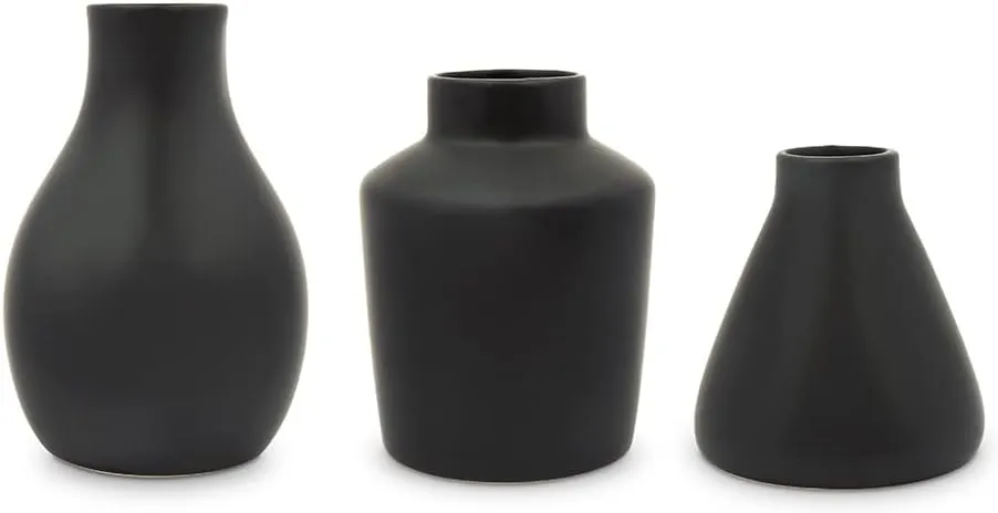 Weddingstar 3-Piece Clay Table Vase Set - Black