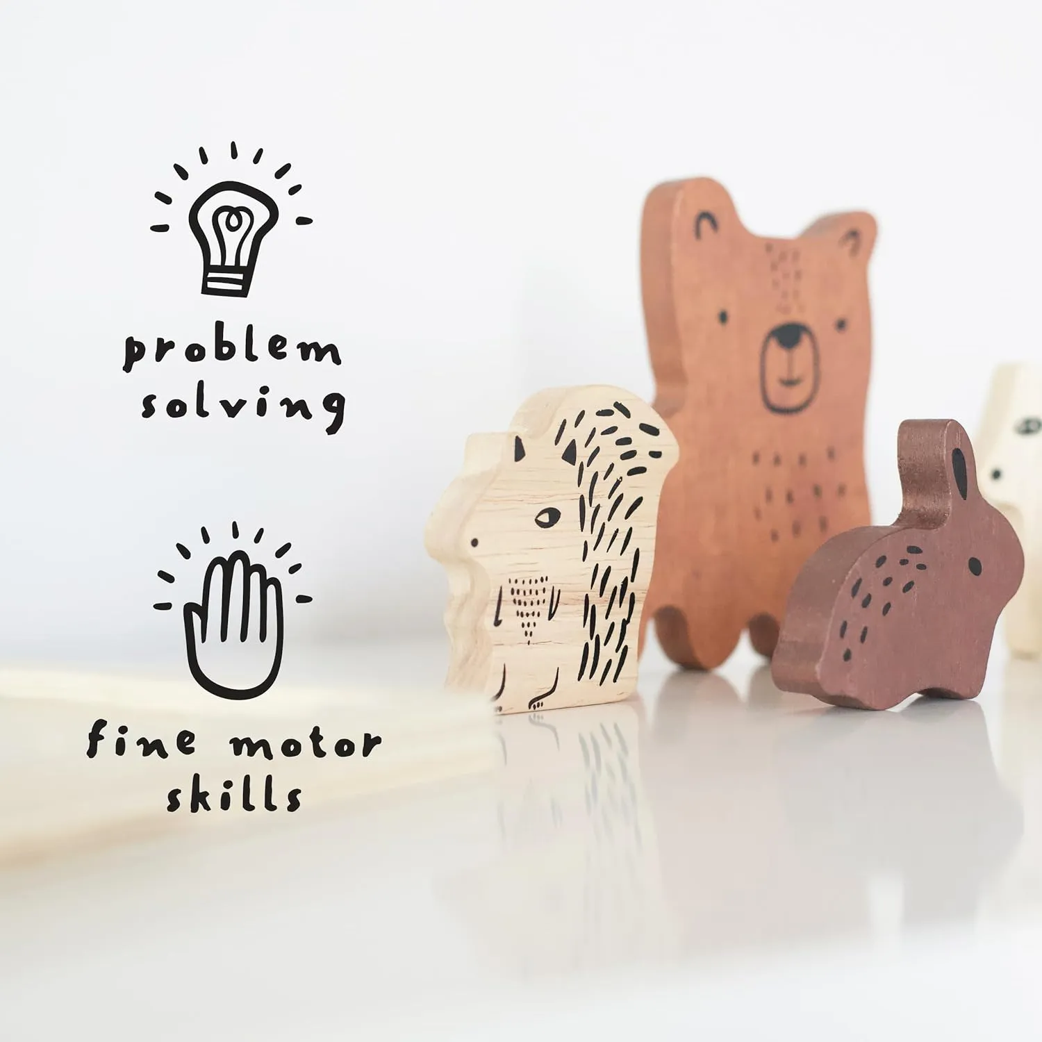 Wee Gallery Wooden Tray Puzzle Woodland Animals, Montessori Toy for Toddlers and Preschoolers for Early Learning and Fine Motor Skill Development, Sustainable Educational Puzzle for Kids
