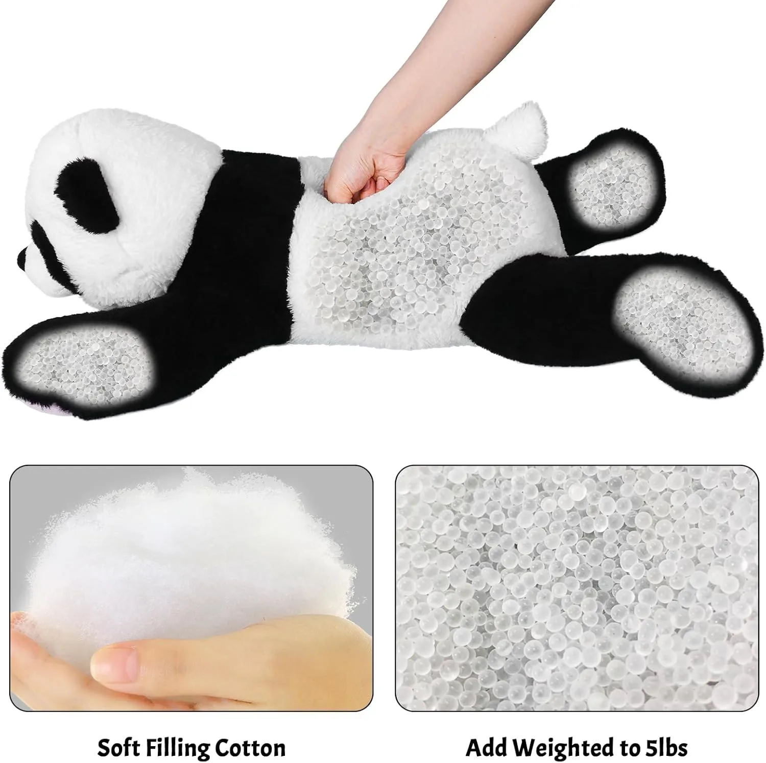 Wepop 5lb Weighted Stuffed Animals, 24in Big Panda Plush, Cute Soft Plushie Pillows for Adults Boys Girls