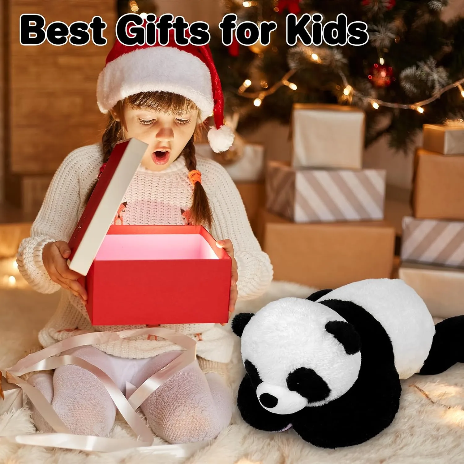 Wepop 5lb Weighted Stuffed Animals, 24in Big Panda Plush, Cute Soft Plushie Pillows for Adults Boys Girls