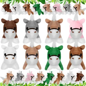 Wettarn 24 Pcs Mini Elephant Stuffed Animals Small Cute Plush Toys for Birthday Party Baby Shower Favors Classroom Gifts, 3.1 Inch(Horse,Mixed Color)