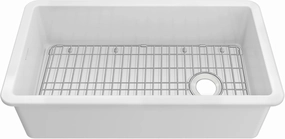 Whitehaus Collection Undermount/Drop-in Fireclay Kitchen Sinks, Stainless Steel Grid Included