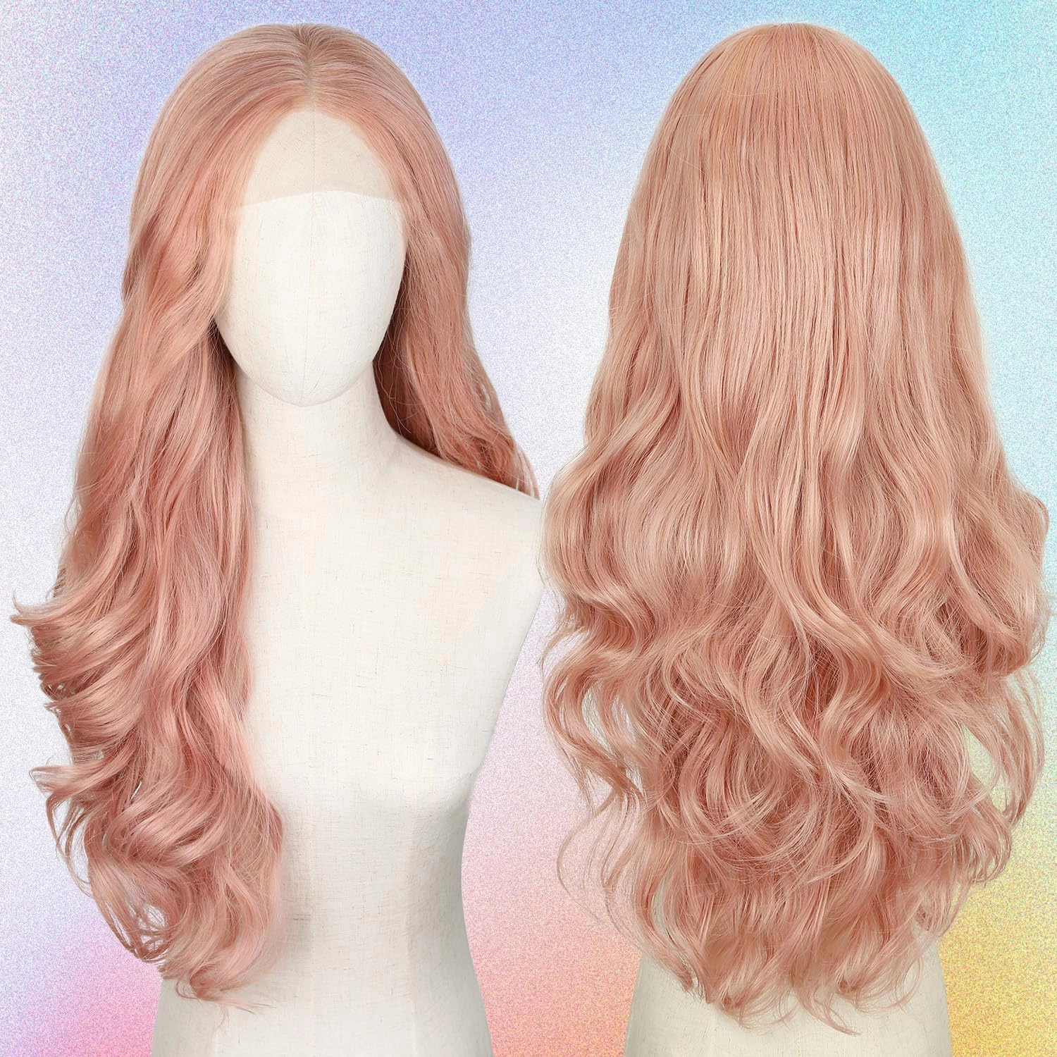 WIGNEE 13x4 HD Pink Lace Front Wigs Pre-Plucked Natural Synthetic Kanekalon Lace Front Wig Layered Body Wave Wig Wear And Go Free Part Glueless Lace Front Wigs For Black Women,26" Pink