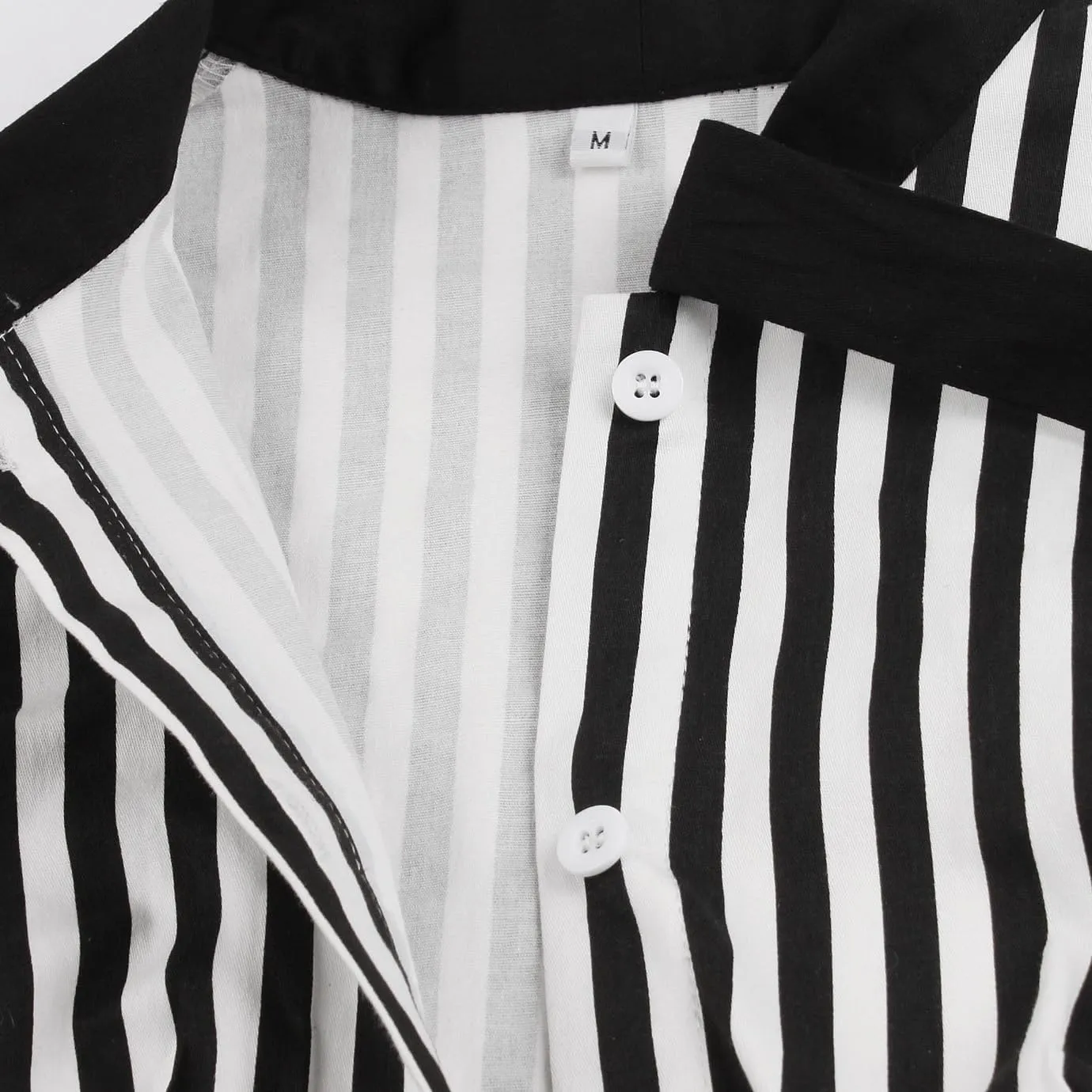 Women 1950s Vertical Short Sleeve Striped Dress Halloween Costume Vintage Buttons Tie Rockabilly Pinup Dress Cosplay