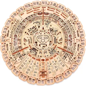Wood Trick Mayan Wall Calendar 3D Wooden Puzzles for Adults and Kids to Build - 16" - Wooden Model Kit - Aztec Calendar