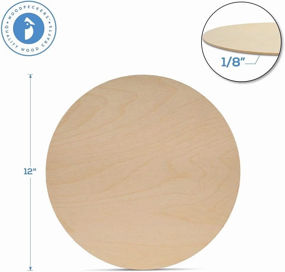 Wood Circles 12 inch, 1/8 Inch Thick, Birch Plywood Discs, Pack of 5 Unfinished Wood Circles for Crafts, Wood Rounds by Woodpeckers