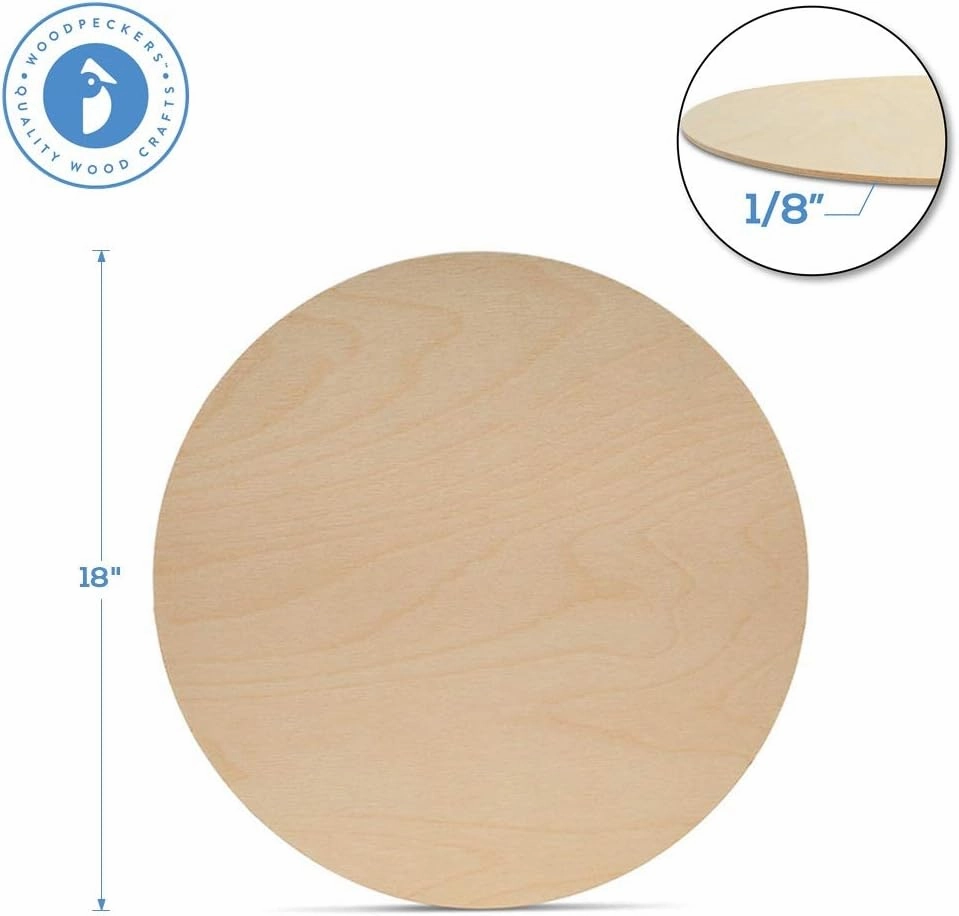 Wood Circles 18 inch, 1/8 Inch Thick, Birch Plywood Discs, Pack of 2 Unfinished Wood Circles for Crafts, Wood Rounds by Woodpeckers