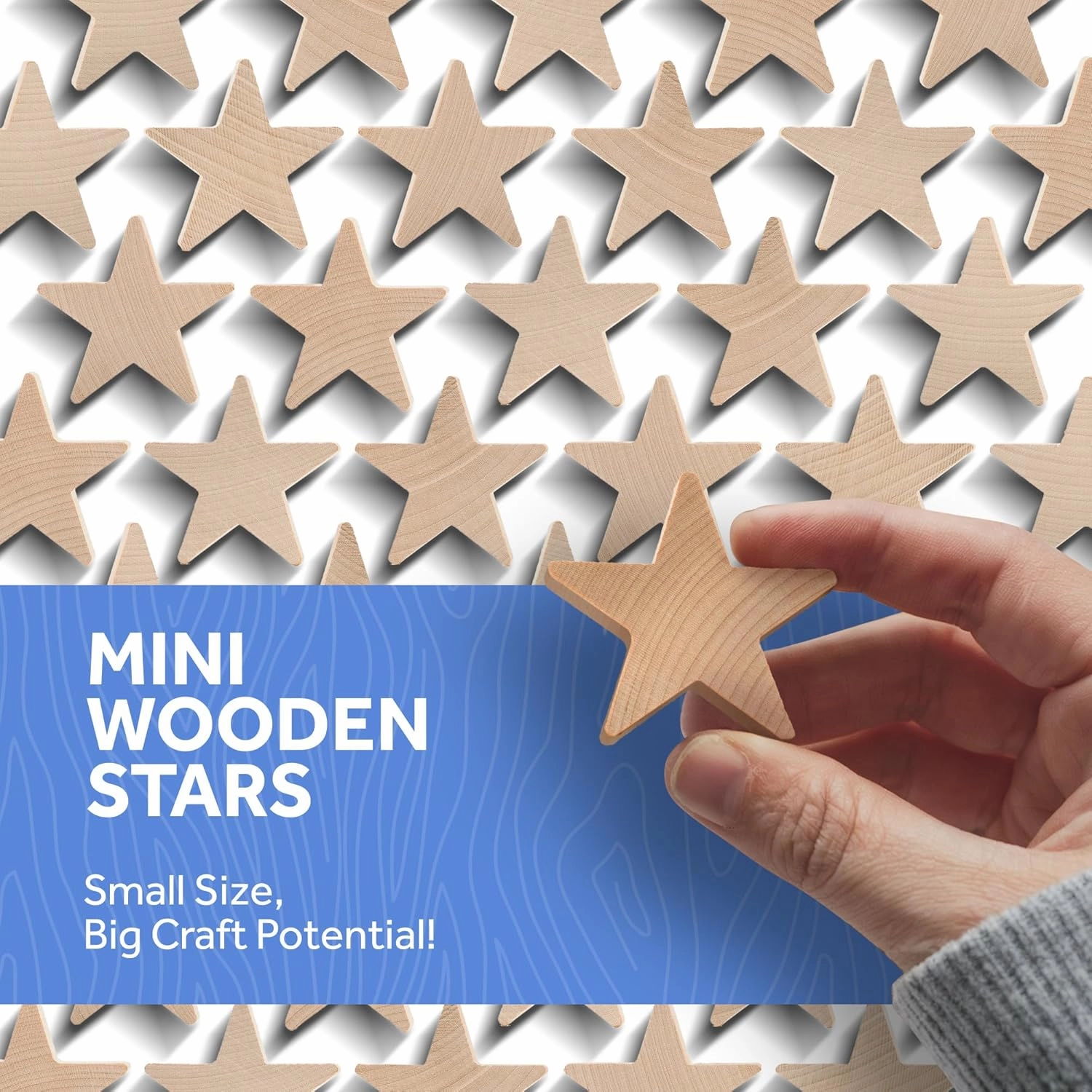 Wood Stars for Crafts, Wooden Stars Cutouts 1 Inch by 3/16 Inch, Pack of 250 Small Wooden Stars for Crafts, Christmas, July 4th & Memorial Day by Woodpeckers