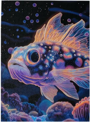 Wooden Jigsaw Puzzle 500 pcs,Strange Fish from Deep Sea Organisms,Adult Puzzles Game,Relieve Stress and Enjoy The Fun of Solving Puzzles,for Entertaining with Family During Holidays