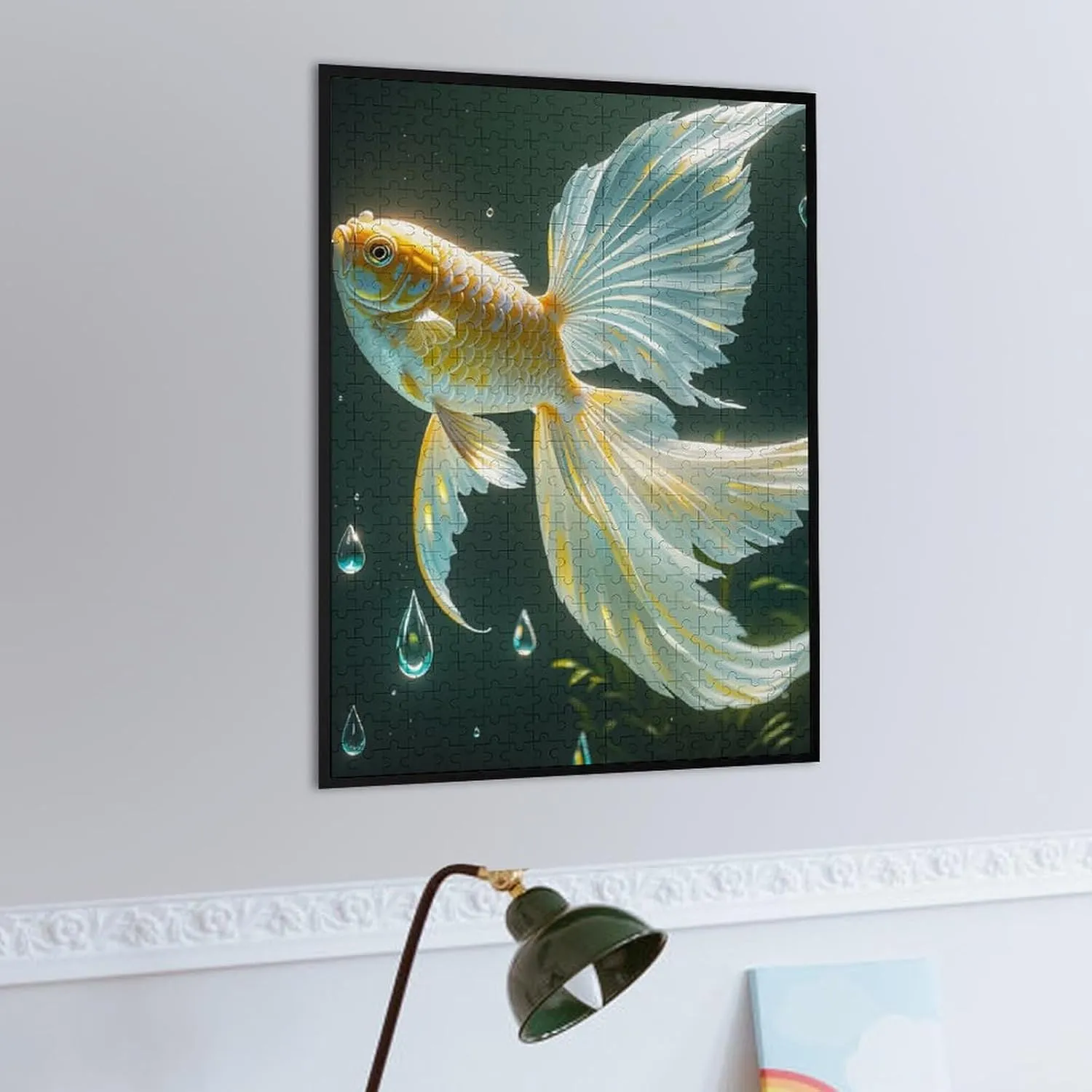 Wooden Jigsaw Puzzles - Beautiful Gold Fish Wooden Puzzle for Adults 500 Piece,Fun Leisure Game Educational Toys Decompressing Intellectual Puzzles Suitable Family Friends Decorations Gift