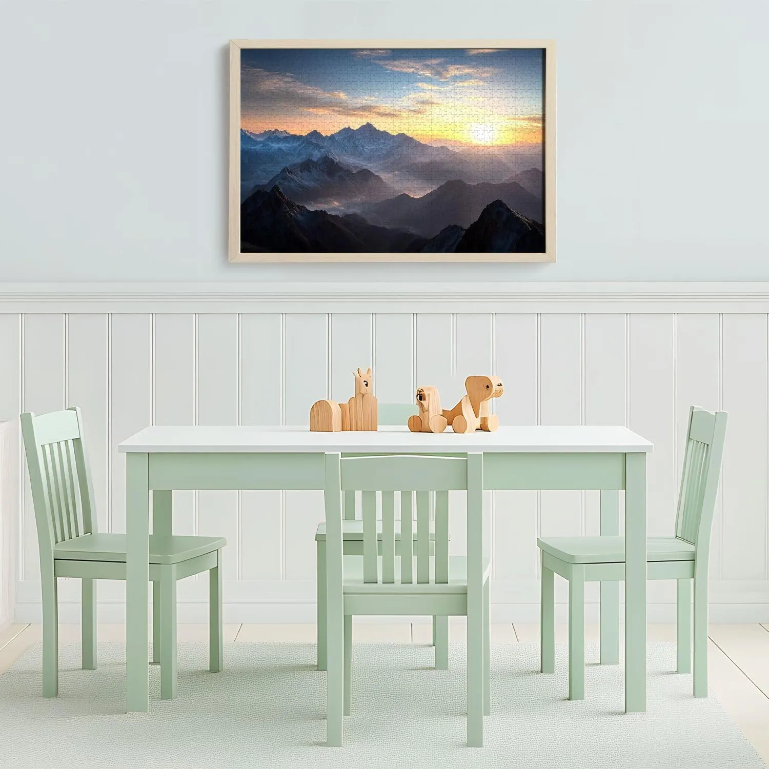Wooden Jigsaw Puzzles for Adults 1000 Pieces Aerial View Misty Mountains Sunrise Fun and Challenging Board Puzzles Large Educational Game Kids Toys Gift Home Decor