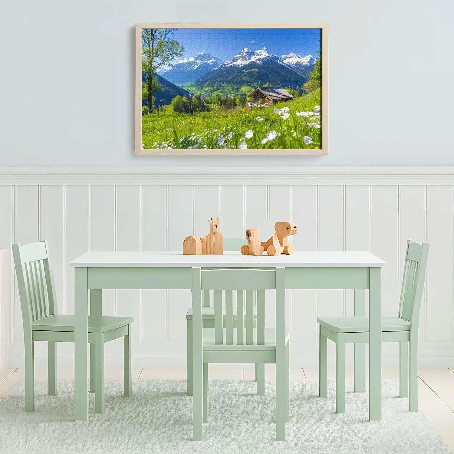 Wooden Jigsaw Puzzles for Adults 1000 Pieces Alpine Scenery Mountain Chalet Summer Fun and Challenging Board Puzzles Large Educational Game Kids Toys Gift Home Decor